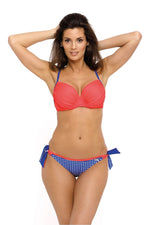 Marko Check Two-Piece Side-Tie Push-Up Bikini Set orange