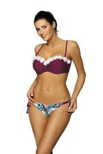 Marko Floral-Trim Push-Up Two-Piece Bikini Set with Brazilian Bottoms