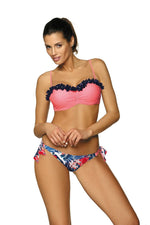 Marko Floral-Trim Push-Up Two-Piece Bikini Set with Brazilian Bottoms