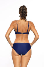 Marko Gold-Framed Plunge Two-Piece Bikini Set with Soft Glam Design