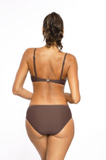 Marko Gold-Framed Plunge Two-Piece Bikini Set with Soft Glam Design