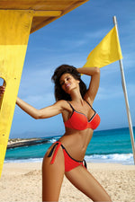 Marko Lace-Trim Push-Up Two-Piece Bikini Set with Brazilian Briefs orange