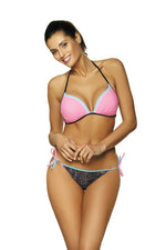 Marko Lace-Trim Push-Up Two-Piece Bikini Set with Melange Briefs