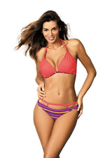Marko Push-Up Two-Piece Bikini Set with Decorative Trim and Strappy Briefs
