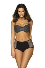 Marko Retro High-Waisted Push-Up Two-Piece Bikini Set with Mesh Accents