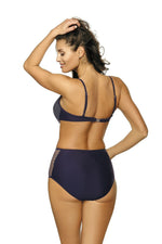 Marko Retro High-Waisted Push-Up Two-Piece Bikini Set with Mesh Accents