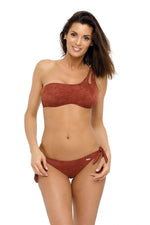 Marko Suede-Look Two-Piece Bikini Set with Asymmetrical Strap brown 2