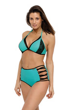 Marko Summer 2019 Push-Up High-Waisted Bikini Set with Lace Accent green