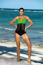 Marko Tulle-Side Push-Up One-Piece Monokini with Brooch Accent black 3