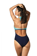 Marko Tulle-Side Push-Up One-Piece Monokini with Brooch Accent