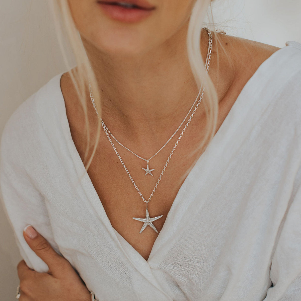 Dainty London Maxi Silver Starfish Necklace