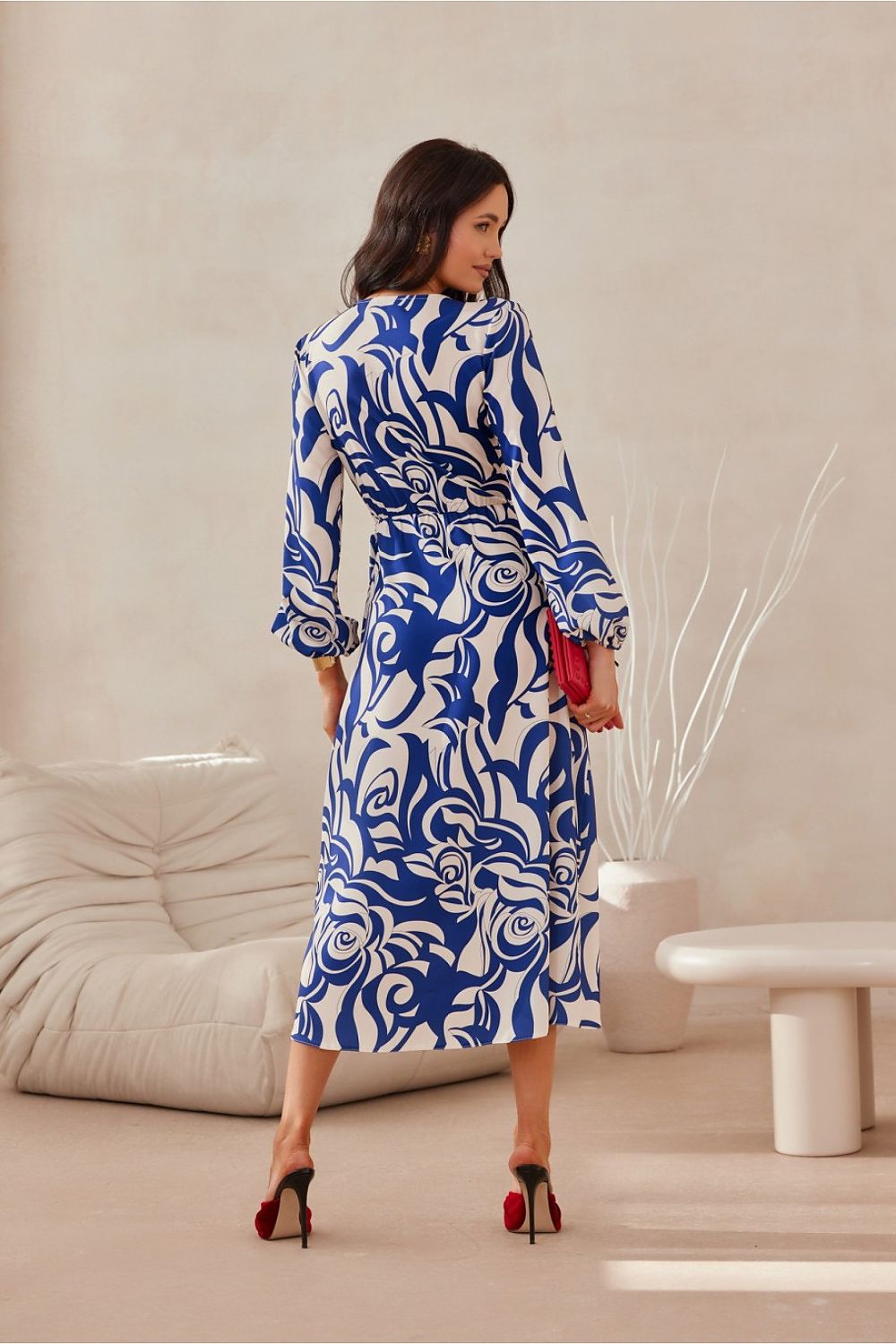 Midi Wrap Top Long Sleeve Day Dress | Roco Fashion