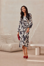 Midi Wrap Top Long Sleeve Day Dress | Roco Fashion multicolor 3