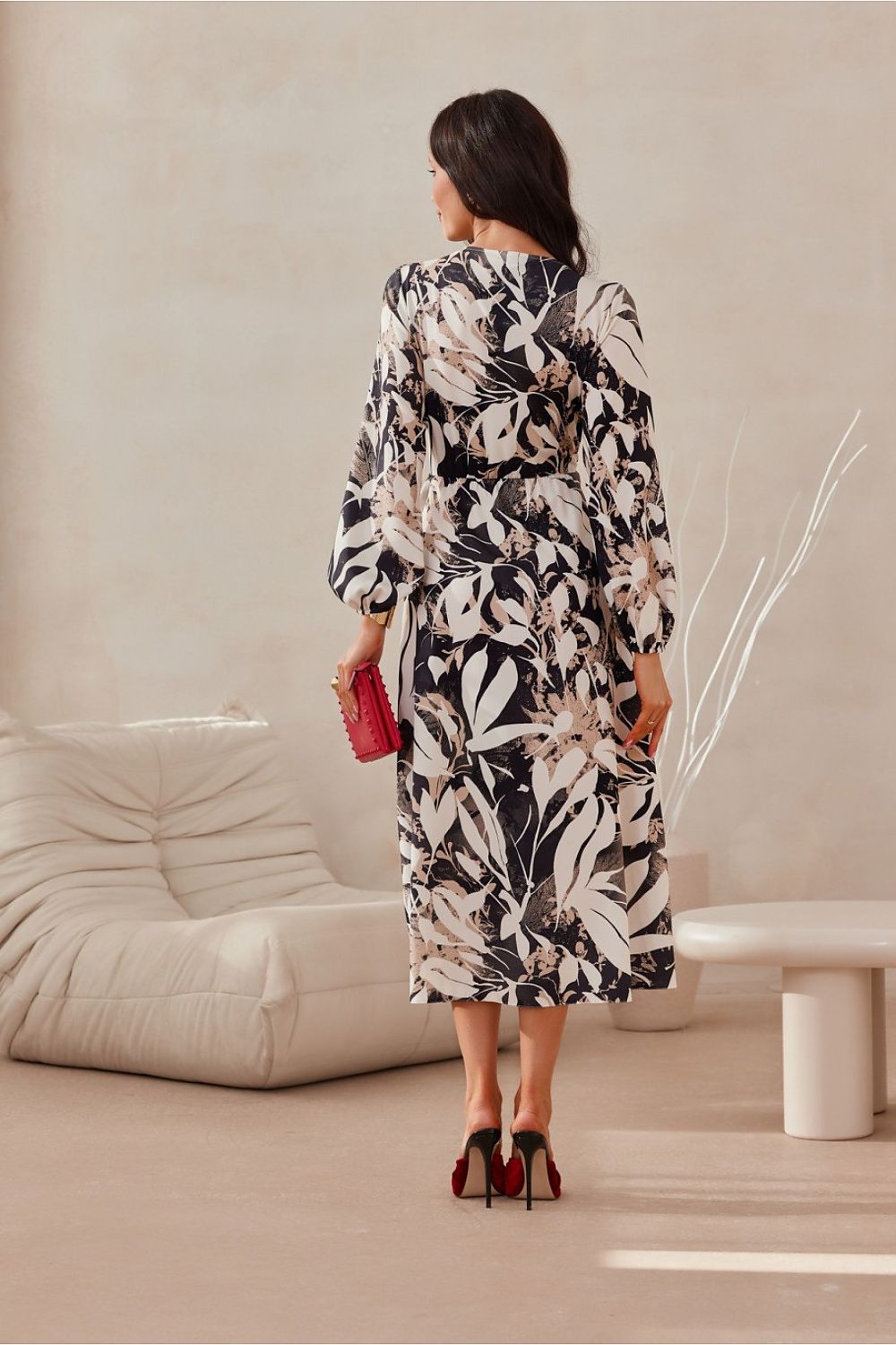 Midi Wrap Top Long Sleeve Day Dress | Roco Fashion