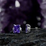 Mini Maus Stud earrings | Purple Cubic Zirconia Silver