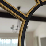 Mio - Black & Gold Metal Arched Window Mirror - 95cm x 120cm