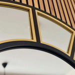 Mio - Black & Gold Metal Arched Window Mirror - 95cm x 120cm