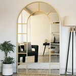 Mio - Full Length Gold Metal Arched Window Mirror - 180cm x 90cm.