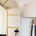 Mio - Full Length Gold Metal Arched Window Mirror - 180cm x 90cm.