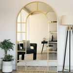 Mio- Full Length Gold Metal Arched Window Mirror - 200cm x 120cm