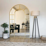 Mio- Full Length Gold Metal Arched Window Mirror - 200cm x 120cm