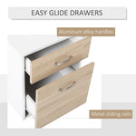 Modern Computer Workstation Desk with Drawers and Storage Shelves, Printer Stand for Home Office, Oak and White