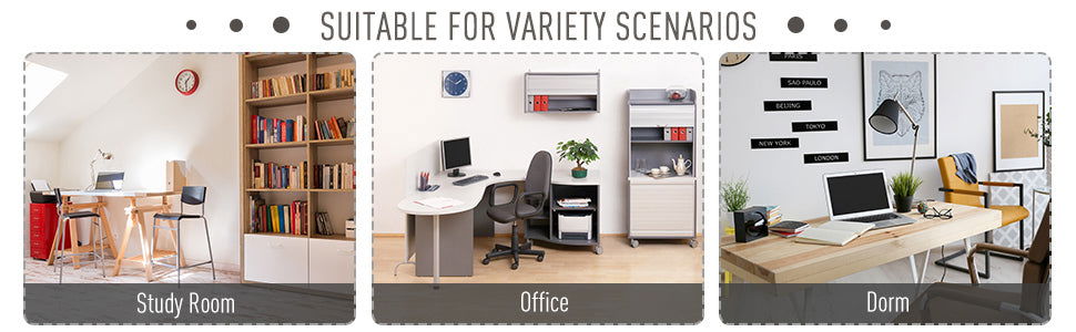 Modern Computer Workstation Desk with Drawers and Storage Shelves, Printer Stand for Home Office, Oak and White