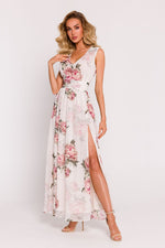 Moe Chiffon Maxi Daydress with High Slit and V-Neck multicolor 2