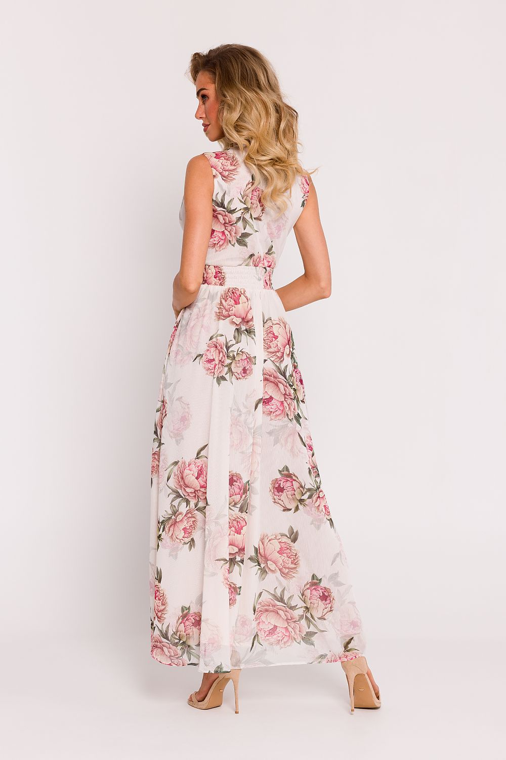 Moe Chiffon Maxi Daydress with High Slit and V-Neck