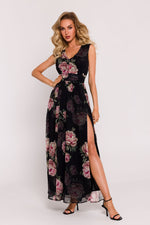 Moe Chiffon Maxi Daydress with High Slit and V-Neck multicolor 3