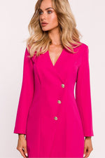 Moe Jacket-Style Daydress with Gold Buttons and Collar pink