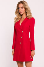 Moe Jacket-Style Daydress with Gold Buttons and Collar red