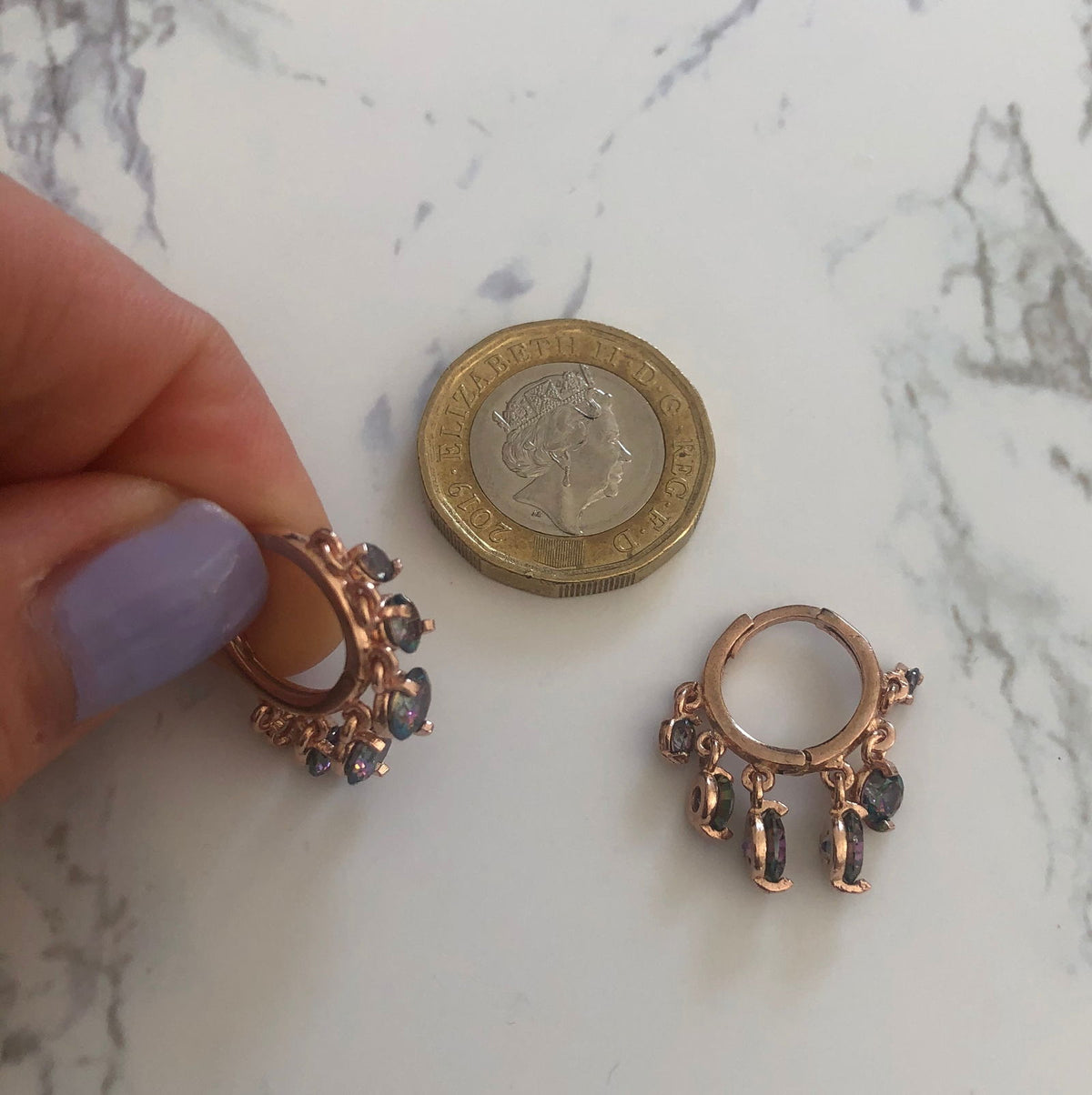 Mystic Topaz Droplet Hoops S