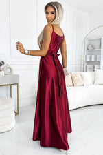Numoco Elegant Satin Maxi Dress with Leg Slit