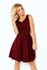 Numoco Flared Cocktail Dress with Heart-Shaped Neckline red 2