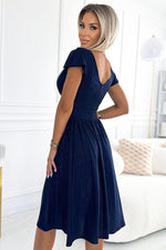 Numoco Flared Envelope Neckline Evening Dress