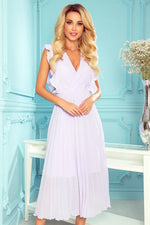 Numoco Chiffon Pleated Dress with Zipper violet