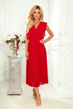 Numoco Chiffon Pleated Dress with Zipper