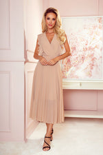 Numoco Chiffon Pleated Dress with Zipper