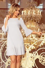 Numoco Pleated Elegance Knee-Length Dress grey