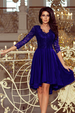 Numoco Nicolle Lace Asymmetrical 3/4 Sleeve Dress navy blue 2