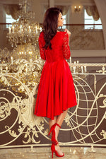Numoco Nicolle Lace Asymmetrical 3/4 Sleeve Dress