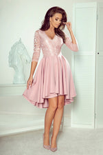 Numoco Nicolle Lace Asymmetrical 3/4 Sleeve Dress