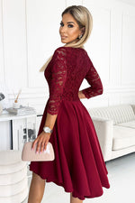 Numoco Nicolle Lace Asymmetrical 3/4 Sleeve Dress