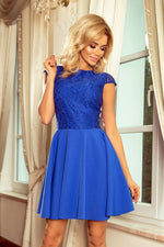 Numoco Marta Lace Flared Dress blue