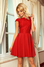 Numoco Marta Lace Flared Dress red 2
