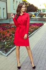 Numoco Camille Tie Waist Shirt Dress with Pockets