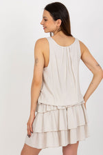 Och Bella Sleeveless Summer Daydress with Round Neckline and Ruffles