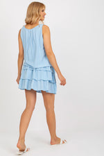 Och Bella Sleeveless Summer Daydress with Round Neckline and Ruffles