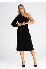 One Shoulder Full Sleeve Cocktail Dress | Figl